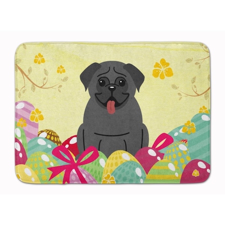 Carolines Treasures Easter Eggs Pug Black Machine Washable Memory Foam Mat BB6006RUG